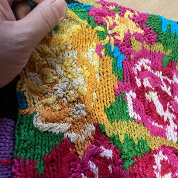 Women’s 80s Vintage Floral Plaid Knit Cardigan Size Large - Picture 11 of 12